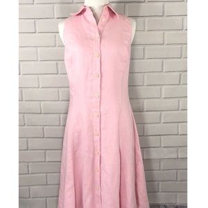 Ralph Lauren PinkLinen Sleeveless ButtonDown Dress